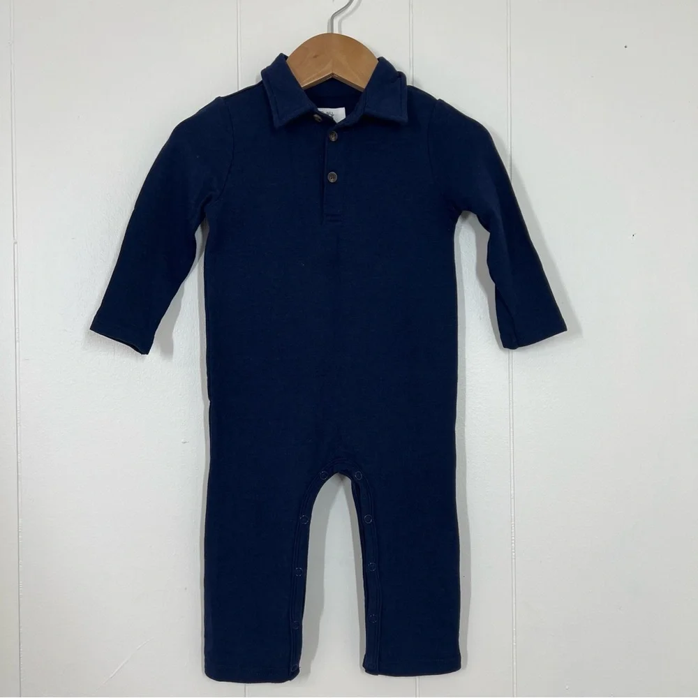Little Sleepies Navy Blue Polo Romper